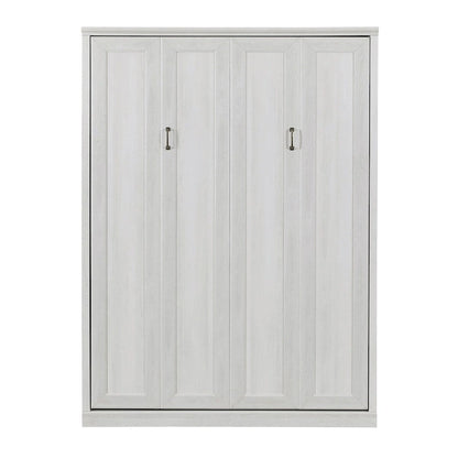 Lit escamotable mural avec armoire, Marron / Blanc rustique, Grand lit / Lit double, 2 couchages