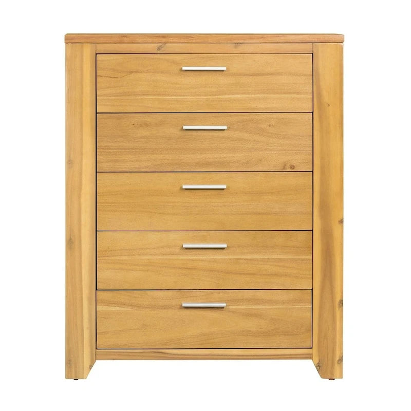 Commode marron en bois naturel – Style rustique, 2/5/6 tiroirs, pour 1 personne