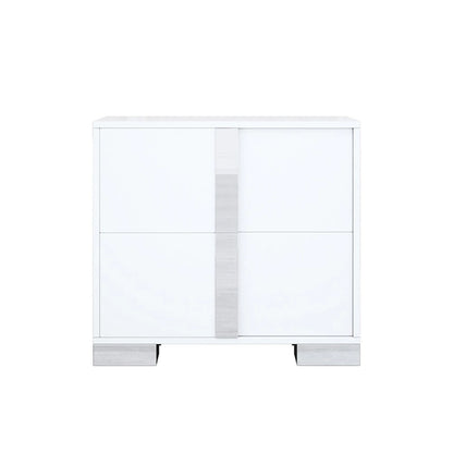 Elegant Mirrored Nightstand with Metal Handle, 2 Drawers