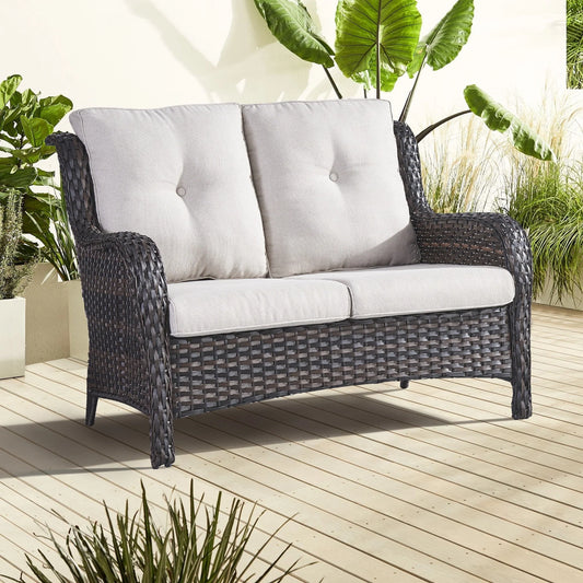 Gymojoy Canapé d'extérieur deux places en rotin Wicker Sofa Set
