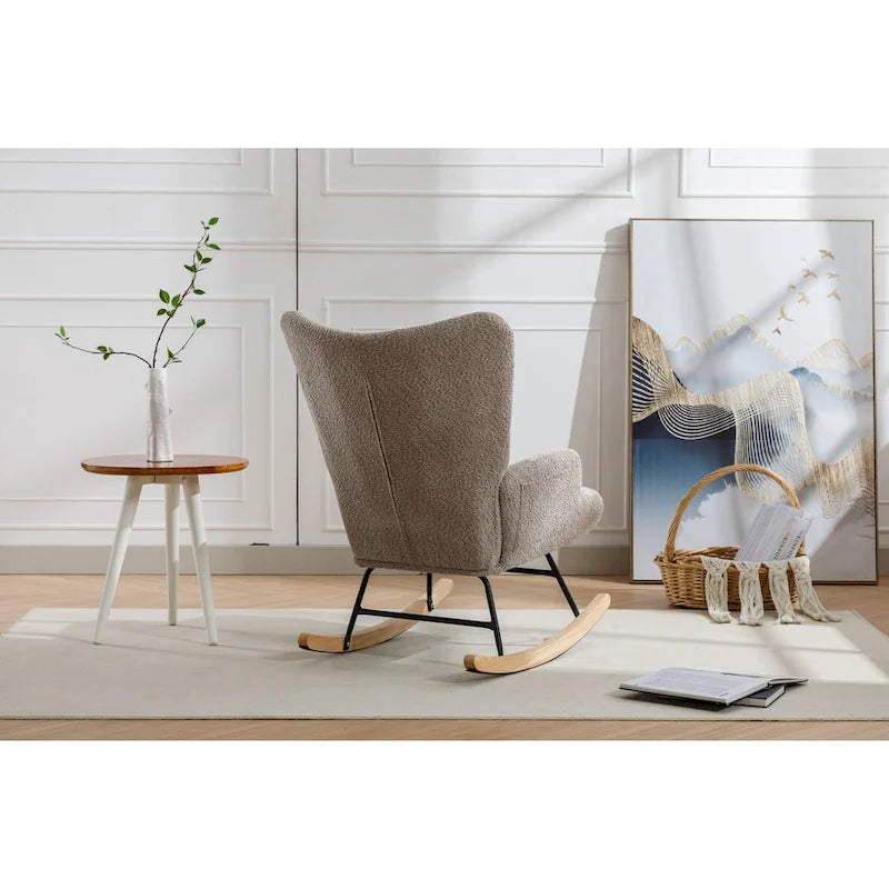 Fauteuil à bascule tapissé patchwork – Multicolore / Vert / Rose / Bleu antique – Siège unique