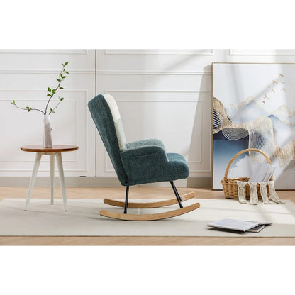 Fauteuil à bascule tapissé patchwork – Multicolore / Vert / Rose / Bleu antique – Siège unique