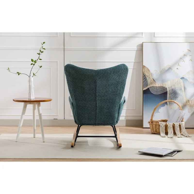 Fauteuil à bascule tapissé patchwork – Multicolore / Vert / Rose / Bleu antique – Siège unique