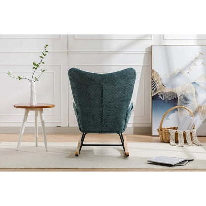 Fauteuil à bascule tapissé patchwork – Multicolore / Vert / Rose / Bleu antique – Siège unique