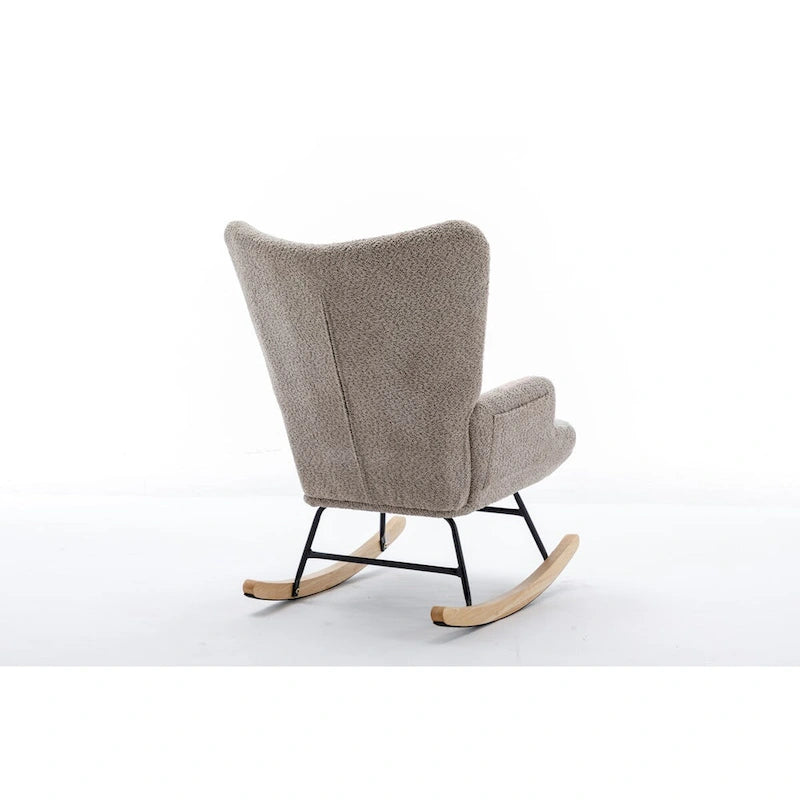 Fauteuil à bascule tapissé patchwork – Multicolore / Vert / Rose / Bleu antique – Siège unique