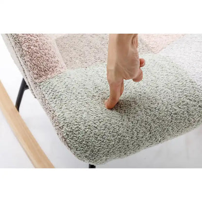 Fauteuil à bascule tapissé patchwork – Multicolore / Vert / Rose / Bleu antique – Siège unique