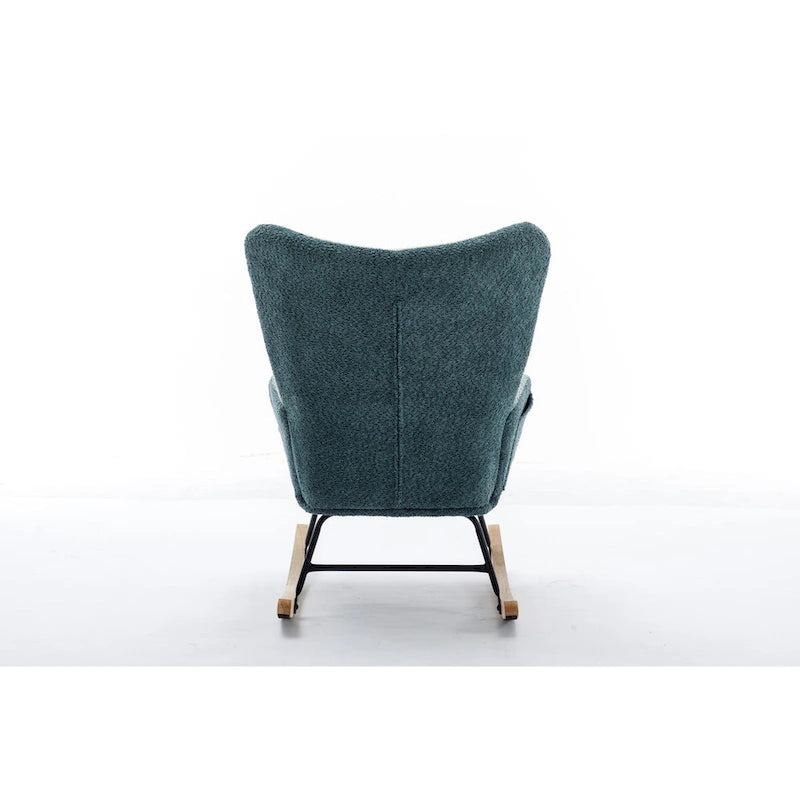 Fauteuil à bascule tapissé patchwork – Multicolore / Vert / Rose / Bleu antique – Siège unique