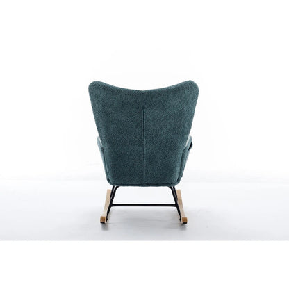 Fauteuil à bascule tapissé patchwork – Multicolore / Vert / Rose / Bleu antique – Siège unique