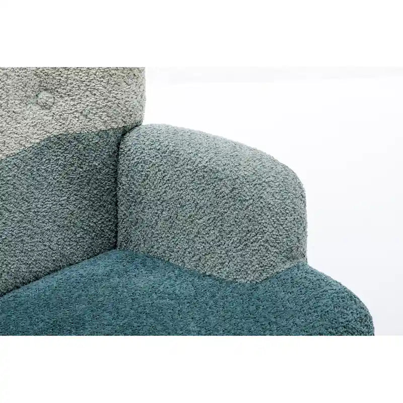 Fauteuil à bascule tapissé patchwork – Multicolore / Vert / Rose / Bleu antique – Siège unique