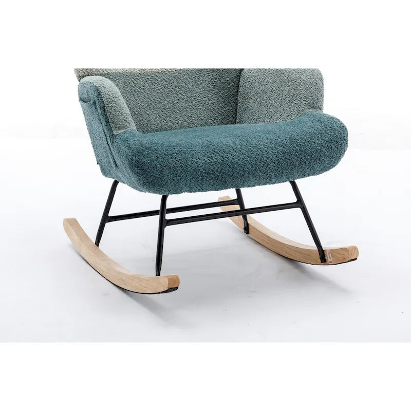 Fauteuil à bascule tapissé patchwork – Multicolore / Vert / Rose / Bleu antique – Siège unique