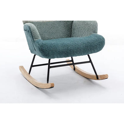 Fauteuil à bascule tapissé patchwork – Multicolore / Vert / Rose / Bleu antique – Siège unique