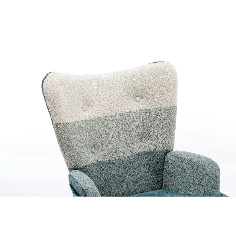 Fauteuil à bascule tapissé patchwork – Multicolore / Vert / Rose / Bleu antique – Siège unique