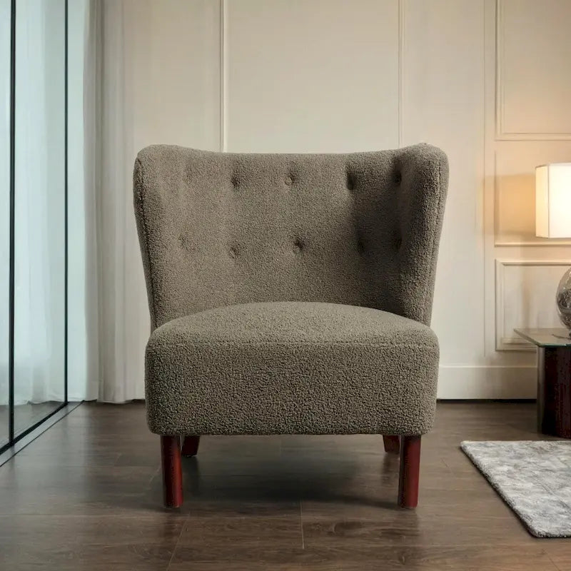 Fauteuil d'appoint Sherpa sans accoudoirs – Siège unique avec pieds en bois de noyer