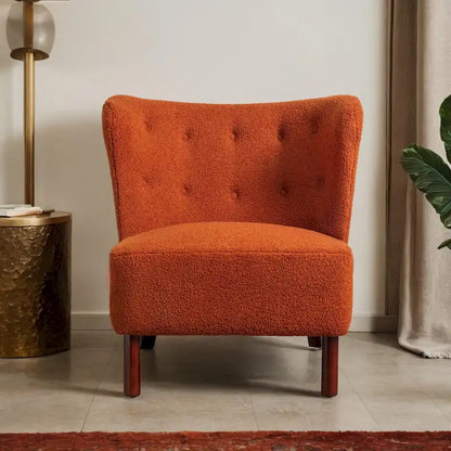 Fauteuil d'appoint Sherpa sans accoudoirs – Siège unique avec pieds en bois de noyer