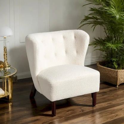 Fauteuil d'appoint Sherpa sans accoudoirs – Siège unique avec pieds en bois de noyer