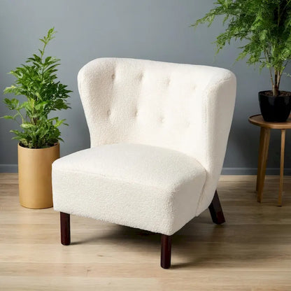 Fauteuil d'appoint Sherpa sans accoudoirs – Siège unique avec pieds en bois de noyer