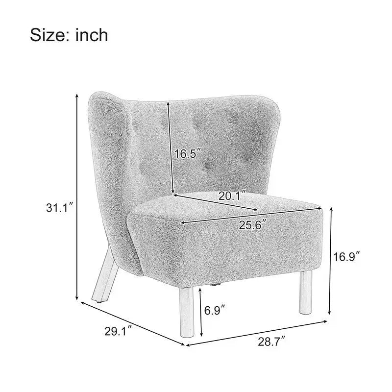 Fauteuil d'appoint Sherpa sans accoudoirs – Siège unique avec pieds en bois de noyer