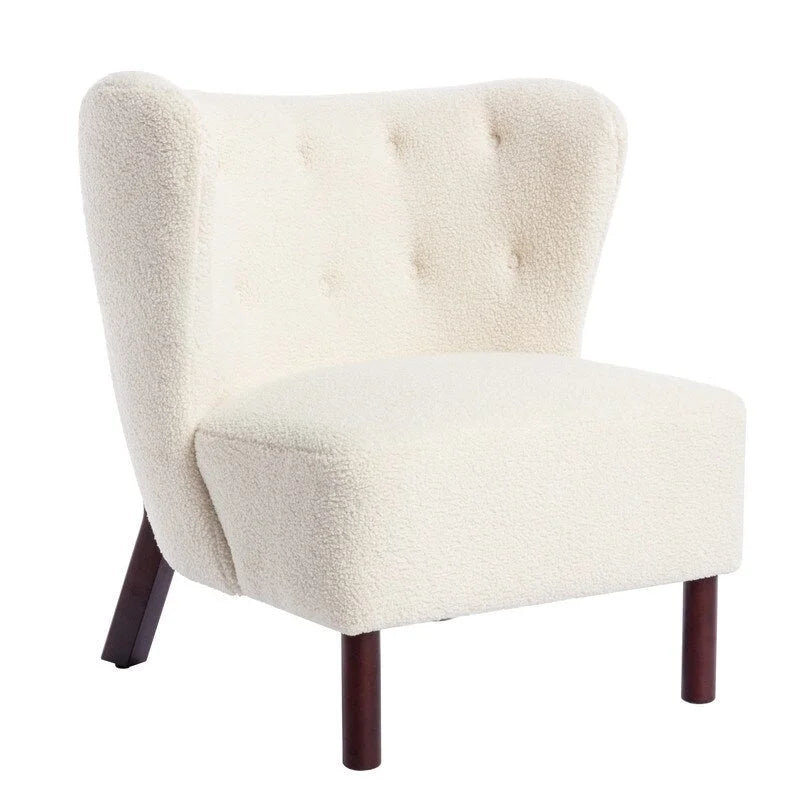 Fauteuil d'appoint Sherpa sans accoudoirs – Siège unique avec pieds en bois de noyer
