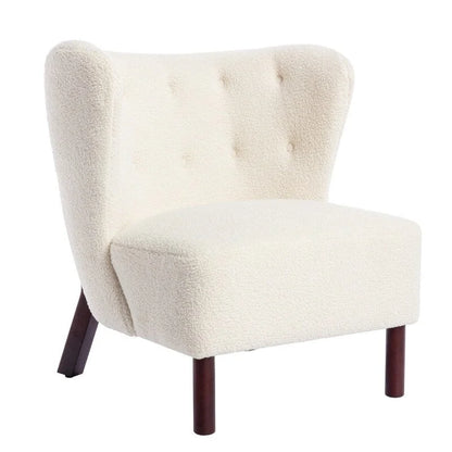 Fauteuil d'appoint Sherpa sans accoudoirs – Siège unique avec pieds en bois de noyer