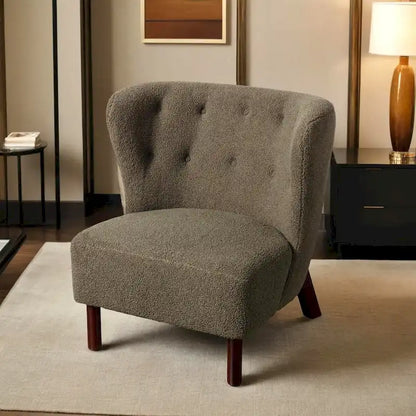 Fauteuil d'appoint Sherpa sans accoudoirs – Siège unique avec pieds en bois de noyer