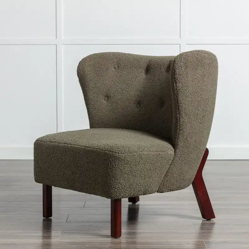 Fauteuil d'appoint Sherpa sans accoudoirs – Siège unique avec pieds en bois de noyer