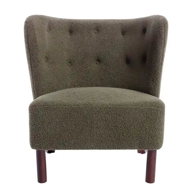 Fauteuil d'appoint Sherpa sans accoudoirs – Siège unique avec pieds en bois de noyer