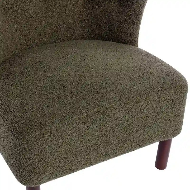Fauteuil d'appoint Sherpa sans accoudoirs – Siège unique avec pieds en bois de noyer