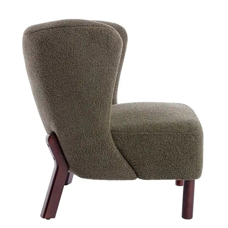 Fauteuil d'appoint Sherpa sans accoudoirs – Siège unique avec pieds en bois de noyer
