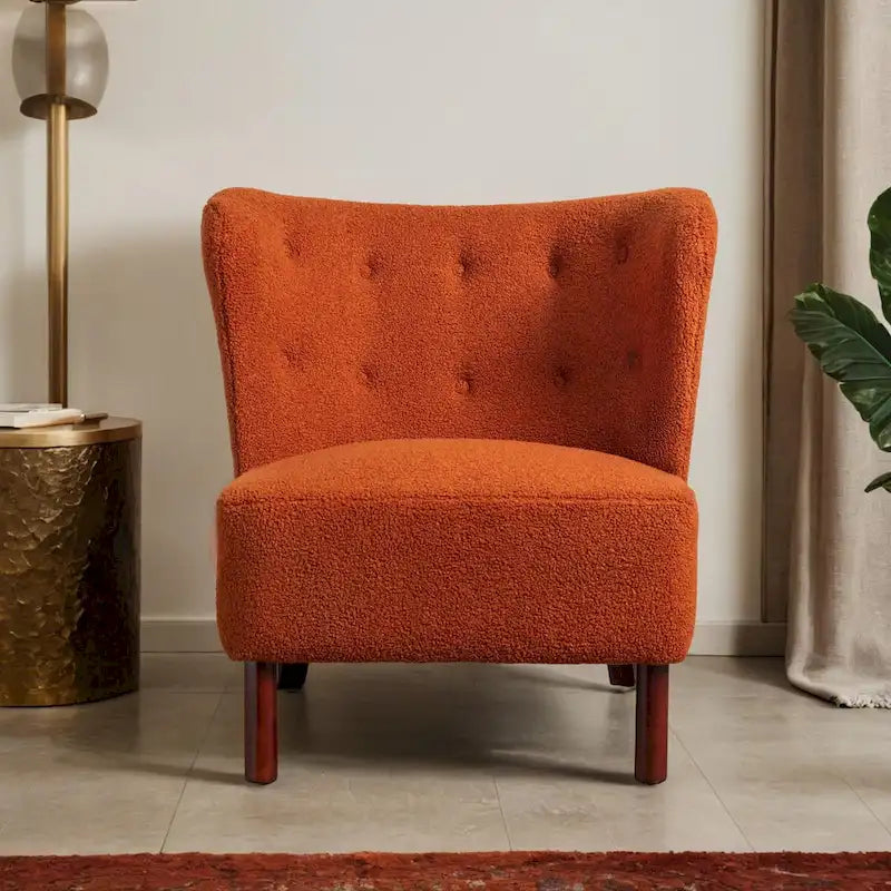 Fauteuil d'appoint Sherpa sans accoudoirs – Siège unique avec pieds en bois de noyer