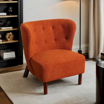 Fauteuil d'appoint Sherpa sans accoudoirs – Siège unique avec pieds en bois de noyer