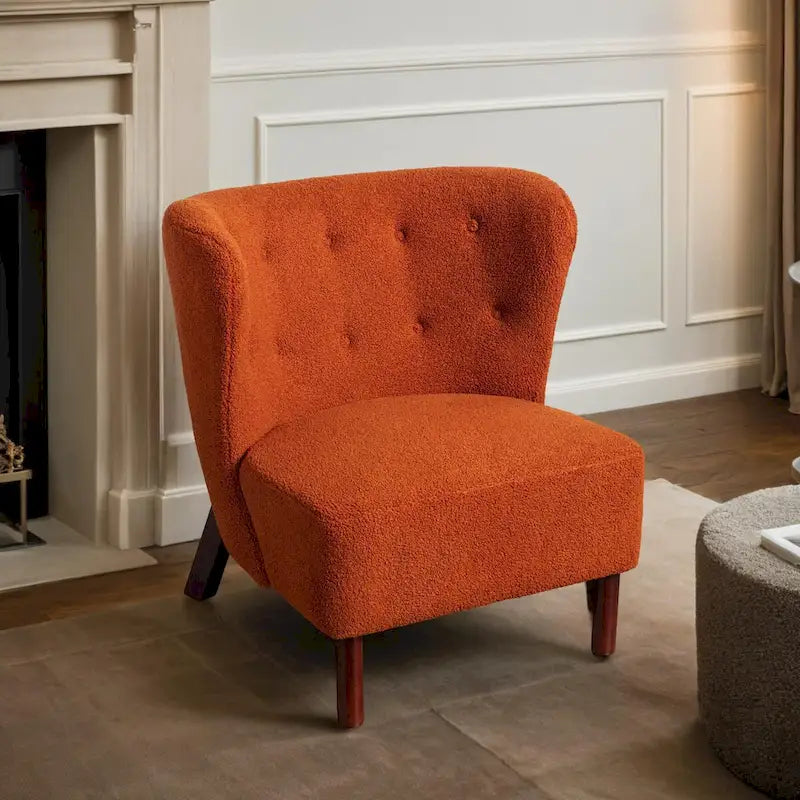 Fauteuil d'appoint Sherpa sans accoudoirs – Siège unique avec pieds en bois de noyer