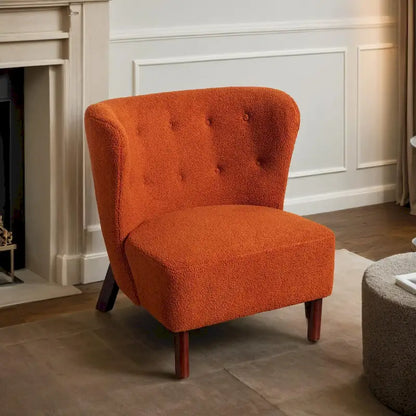 Fauteuil d'appoint Sherpa sans accoudoirs – Siège unique avec pieds en bois de noyer