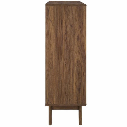 Meuble de rangement à étagères 3 niveaux en noyer, style moderne du milieu du siècle, usage individuel