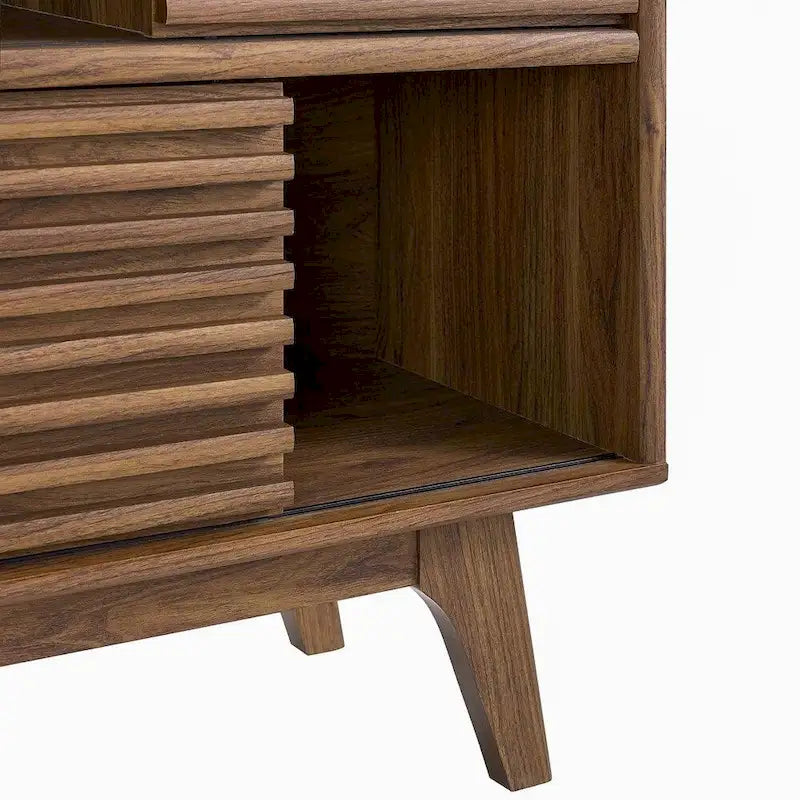 Meuble de rangement à étagères 3 niveaux en noyer, style moderne du milieu du siècle, usage individuel