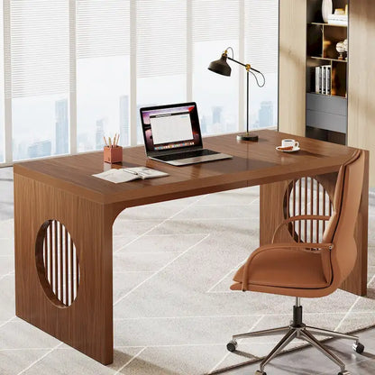Bureau industriel de 160 cm – Grain de bois marron, plateau en MDF, 1 place