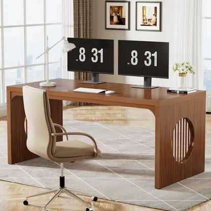 Bureau industriel de 160 cm – Grain de bois marron, plateau en MDF, 1 place