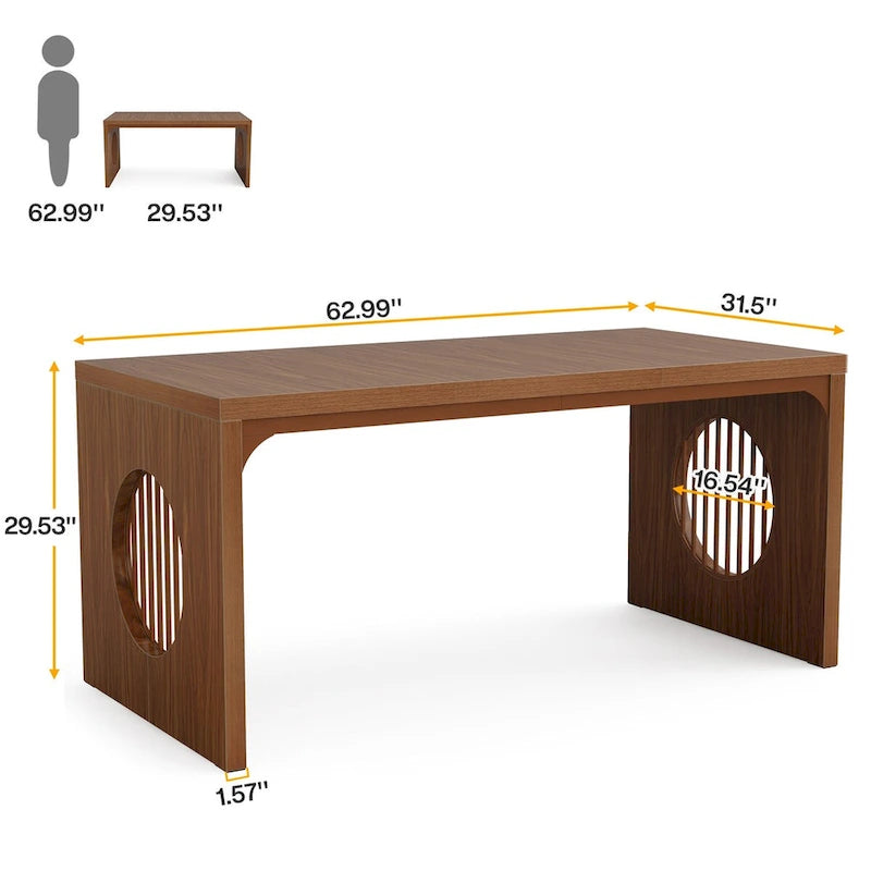 Bureau industriel de 160 cm – Grain de bois marron, plateau en MDF, 1 place