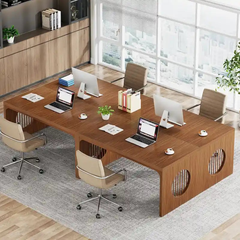 Bureau industriel de 160 cm – Grain de bois marron, plateau en MDF, 1 place