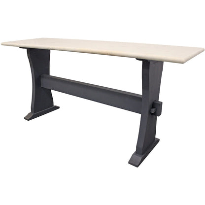 Console plateau marbre noir ivoire – Style classique, piètement tréteau, pour 1 pièce