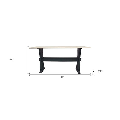 Console plateau marbre noir ivoire – Style classique, piètement tréteau, pour 1 pièce