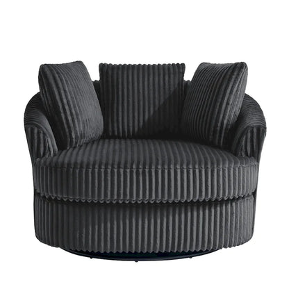 Lot de 2 fauteuils pivotants ronds surdimensionnés en velours côtelé moelleux de 43 po de large avec oreillers
