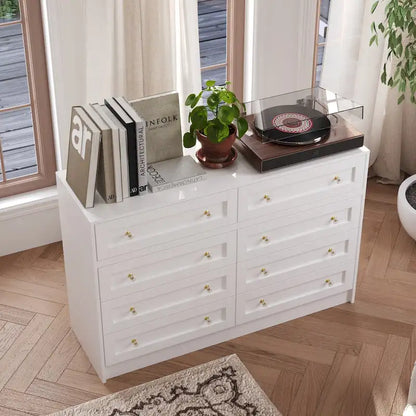 Commode et coiffeuse blanches avec poignées en cristal, pour une personne