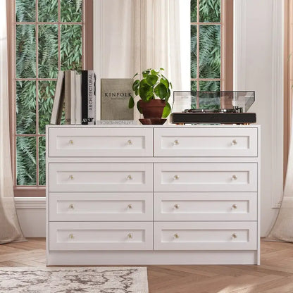 Commode et coiffeuse blanches avec poignées en cristal, pour une personne