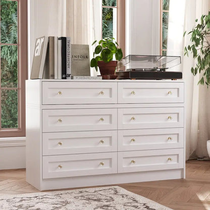 Commode et coiffeuse blanches avec poignées en cristal, pour une personne