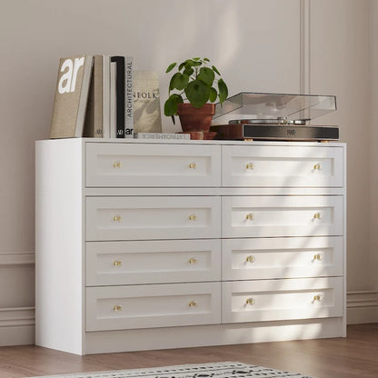 Commode et coiffeuse blanches avec poignées en cristal, pour une personne