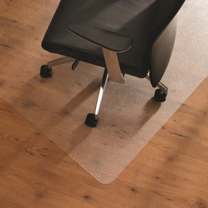 Tapis de protection de sol en polycarbonate pour chaise de bureau d'angle – Transparent, sols durs, 1 personne