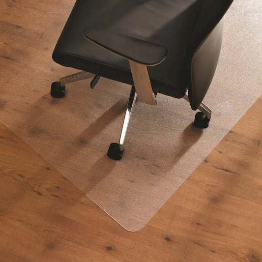 Tapis de protection de sol en polycarbonate pour chaise de bureau d'angle – Transparent, sols durs, 1 personne
