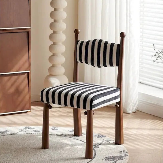 Chaise de salle à manger Wave-Back – Monoplace (Noir et blanc / Peluche blanche / Velours vert)