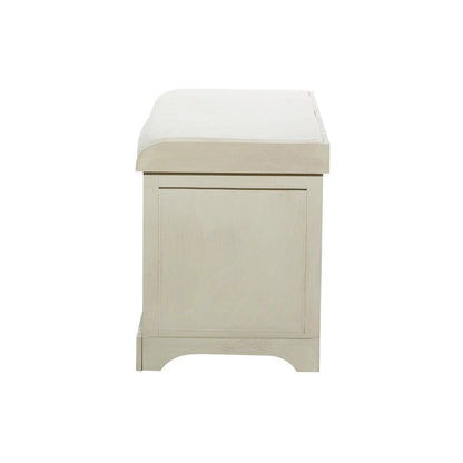 Banc de rangement en bois blanc avec paniers en jonc de mer marron et coussin d'assise – Siège simple, 86,4 cm (L) × 40,6 cm (l) × 50,8 cm (H)