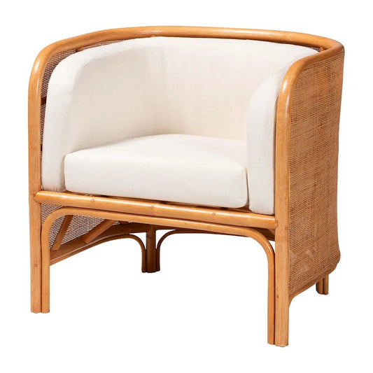 Fauteuil d'appoint bohème en rotin couleur miel clair – 1 place